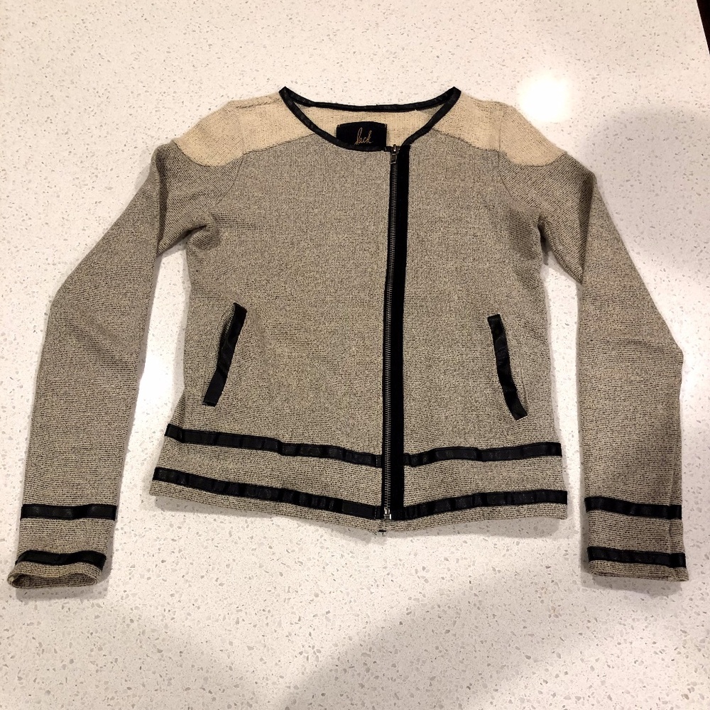 JACK - Brown Long Sleeve Sweater - Leather Detail - XS